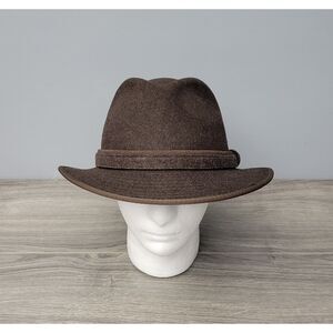 Orvis Mens Fedora Hat XL Brown 100% Wool OVDF46-BRN